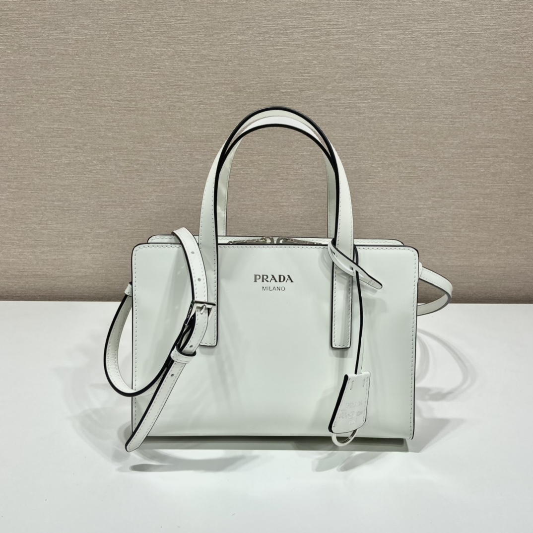 Prada Mini Re Edition 1995 Brushed Leather Handbag Bag White 1BA357